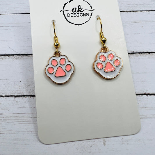 Cat Paw Print Kitty Cat Lover Earrings - Clearance