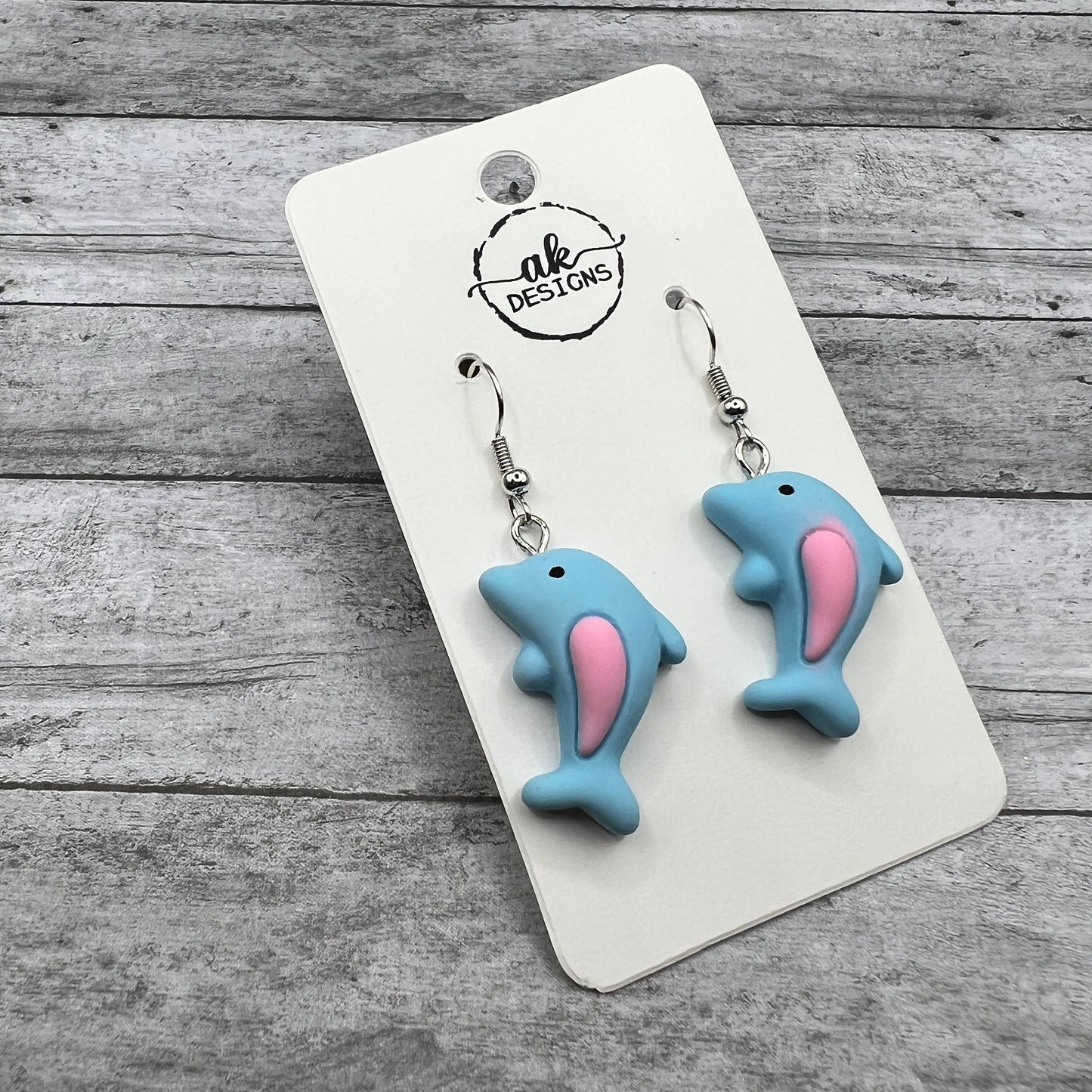 Blue Kawaii Dolphin Earrings - Clearance