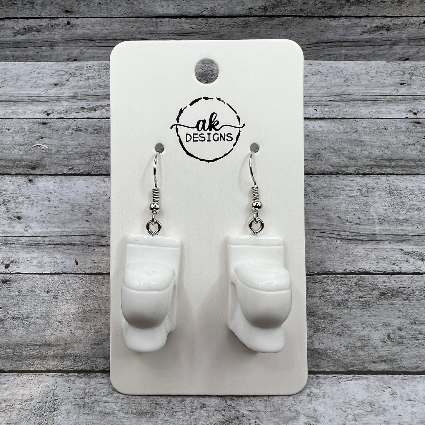 Gag Gift Funny Toilet Potty Commode Porcelain Throne Hypoallergenic Earrings White Elephant