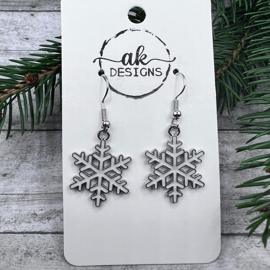 Winter Snowflake Christmas Snow Hypoallergenic  Holiday Enamel Lightweight Earrings