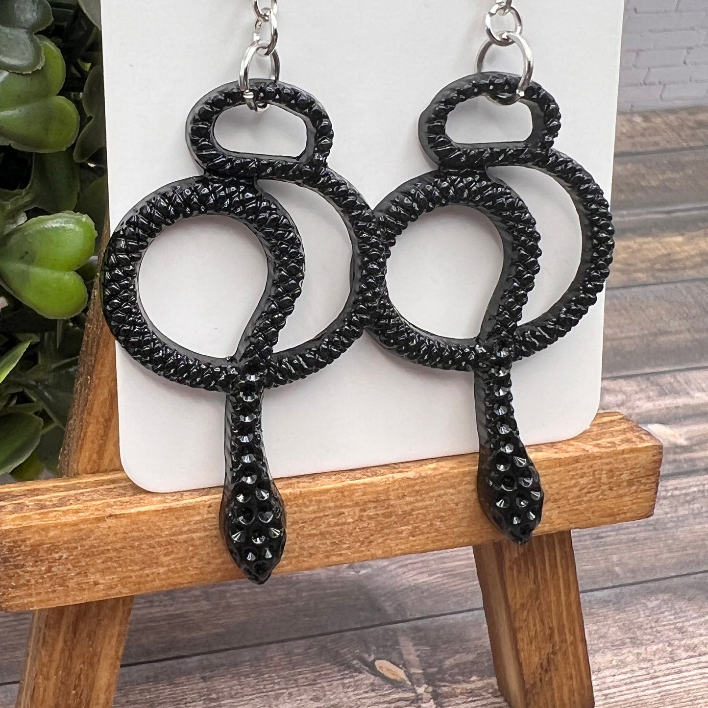 Black Serpent Snake Earrings