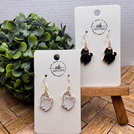 Black or White Kitty Cat Butts  Earrings - Clearance
