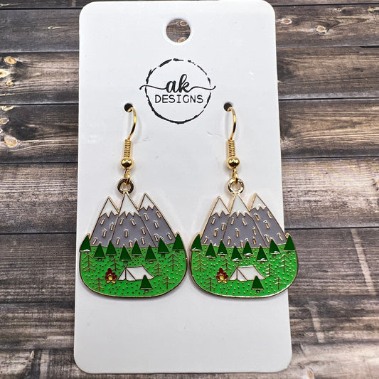 Camping in the Mountains Nature Earrings