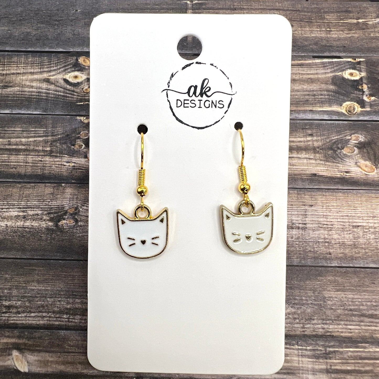 Black or White Small Cat  Earrings - Clearance