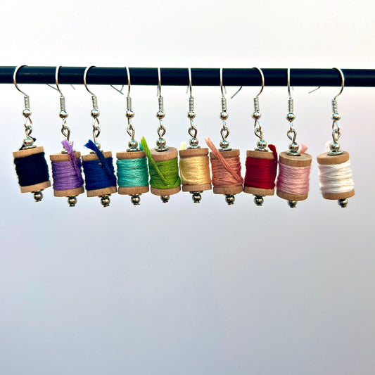 Handmade Miniature Thread Spool Earrings