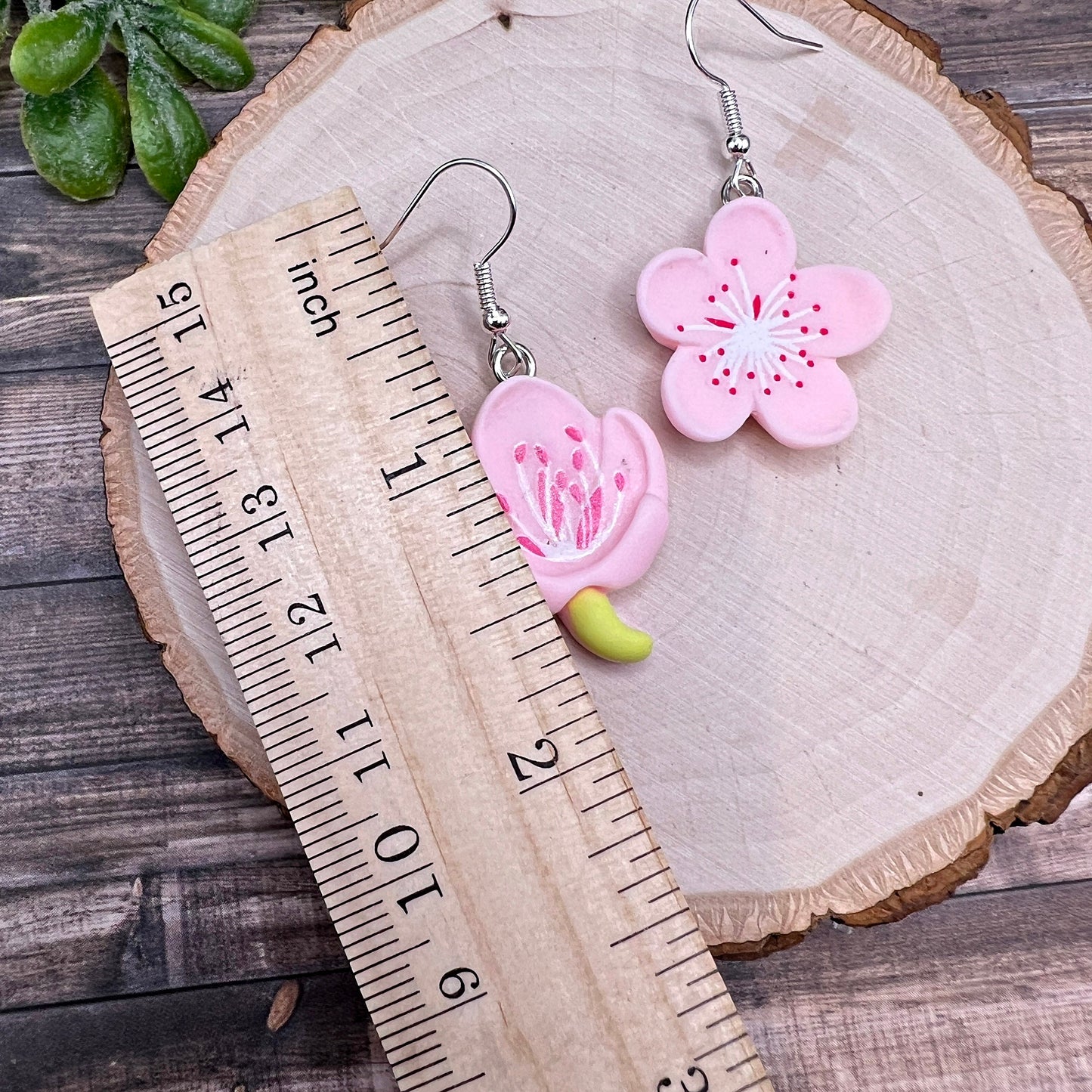 Cherry Blossom Kawaii Resin Lightweight Pink  Earrings, Hypoallergenic Gift