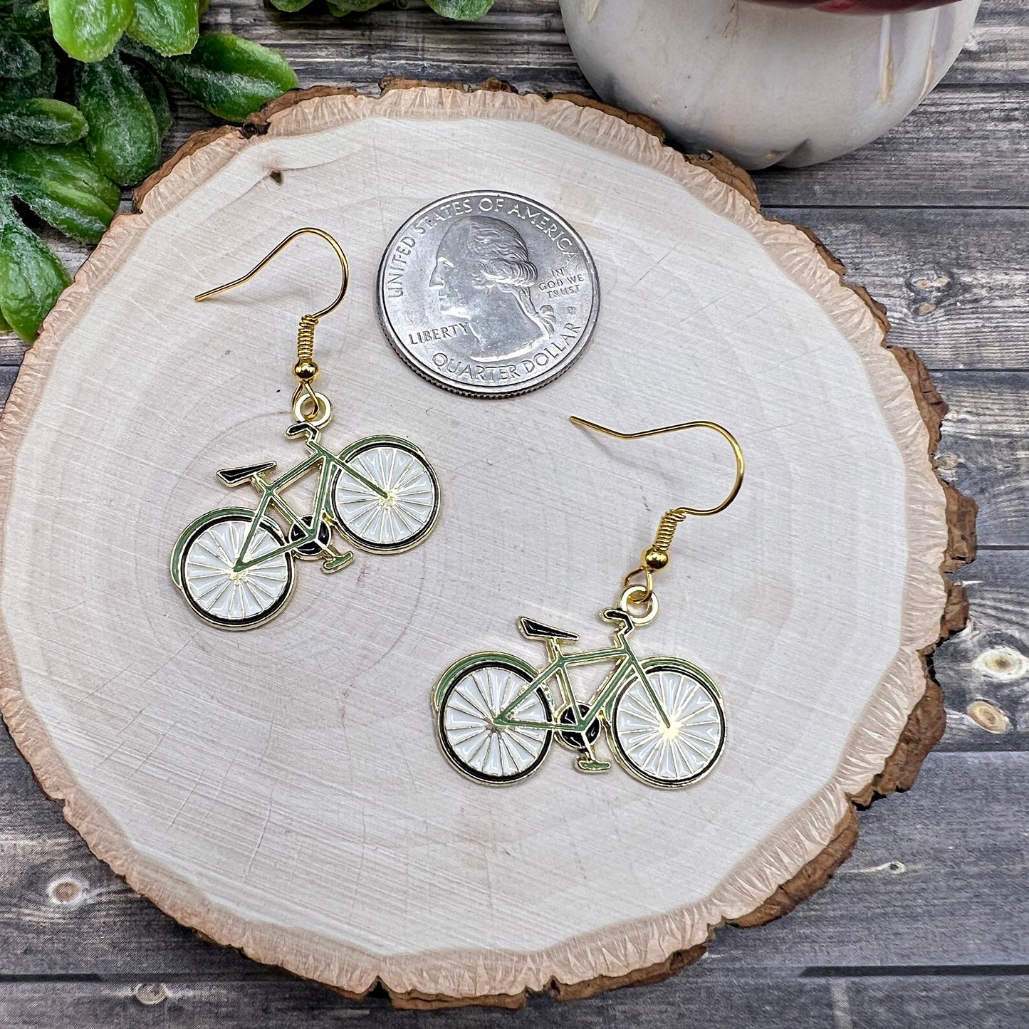 Bicycle Enamel  Earrings - Outdoors, Sports