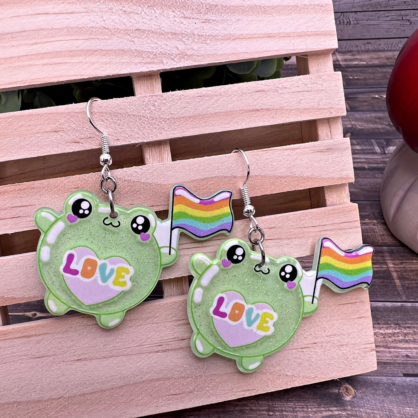 Acrylic Frog Pride LGBTQ Earrings