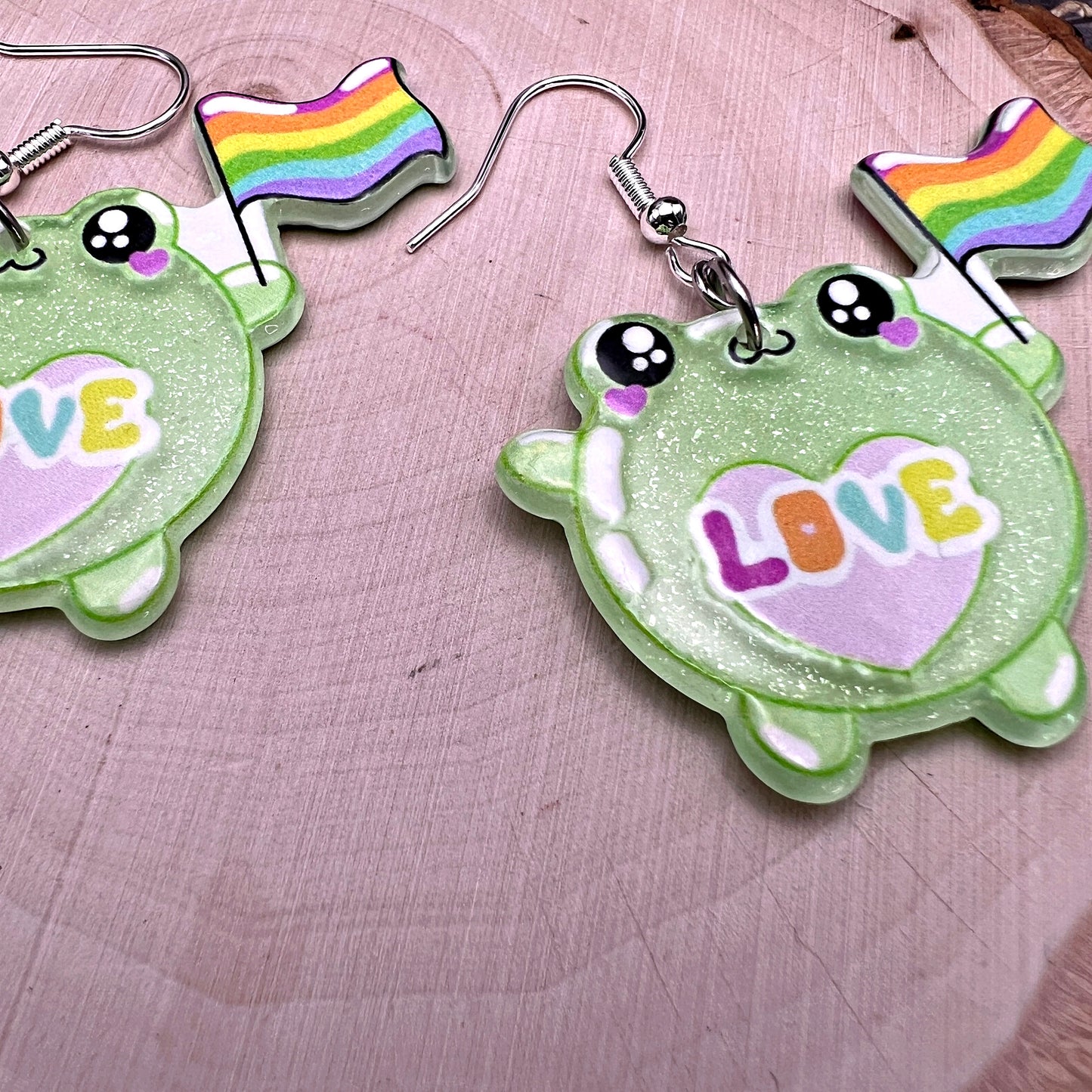 Acrylic Frog Pride LGBTQ Earrings