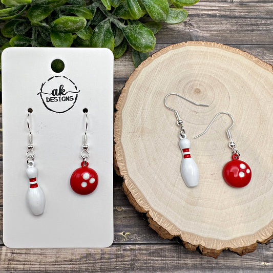 Bowling Ball / Pin Mismatched Sports Earrings