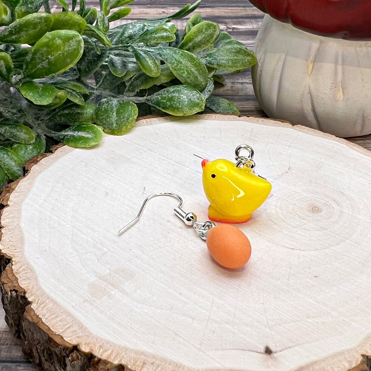 Chicken & Egg Petite Mismatched  Earrings, Hypoallergenic Gift