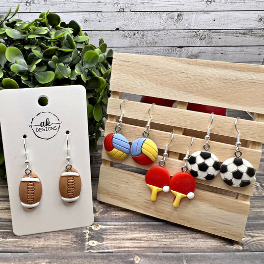 Sports Ball Soccer Football Ping Pong Table Tennis Volleyball Lightweight Resin  Earrings, Hypoallergenic Gift