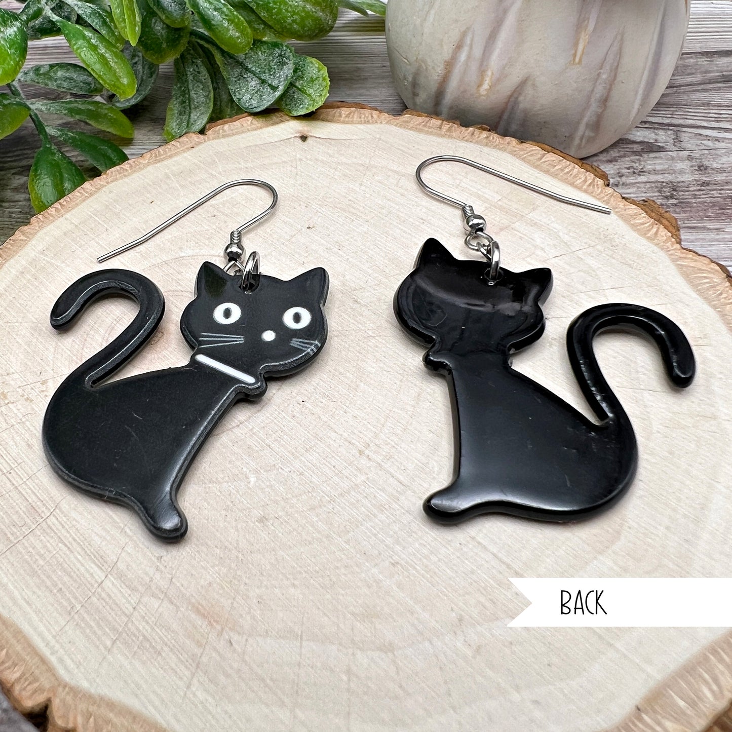 Black Cat Spooky Halloween Earrings