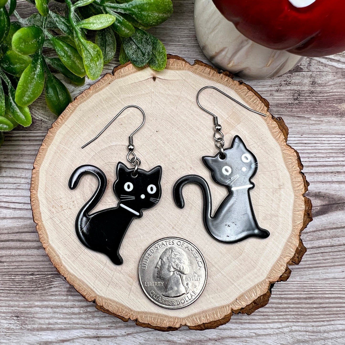 Black Cat Spooky Halloween Earrings