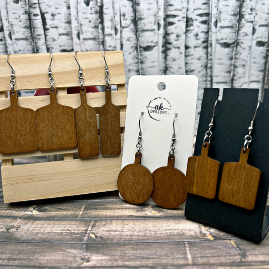 Tiny Cutting Board Dangle Earrings, Hypoallergenic gift for Chef, Baker, Cook