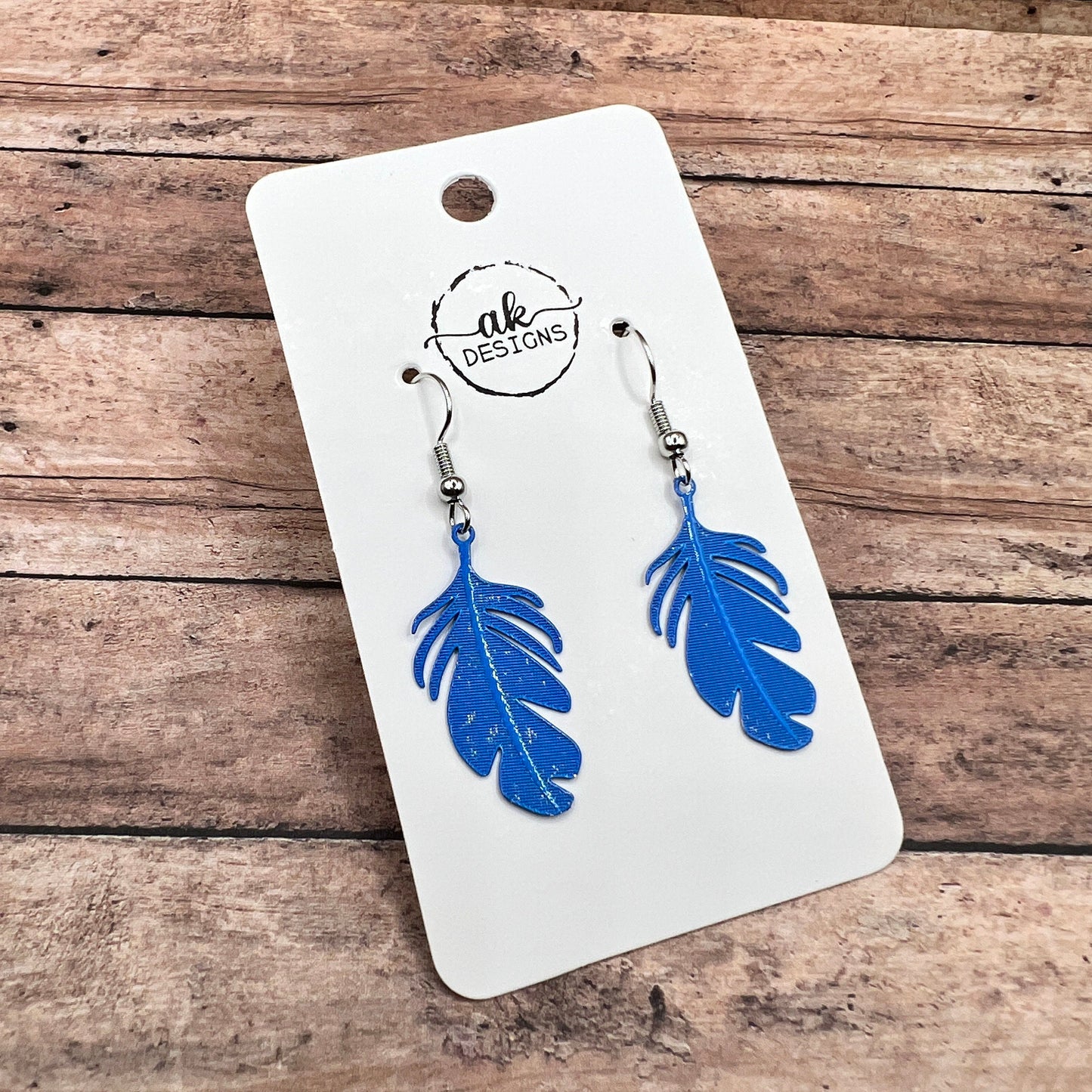 Painted Brass Filigree Feather  Earrings Color Choice - Clearance