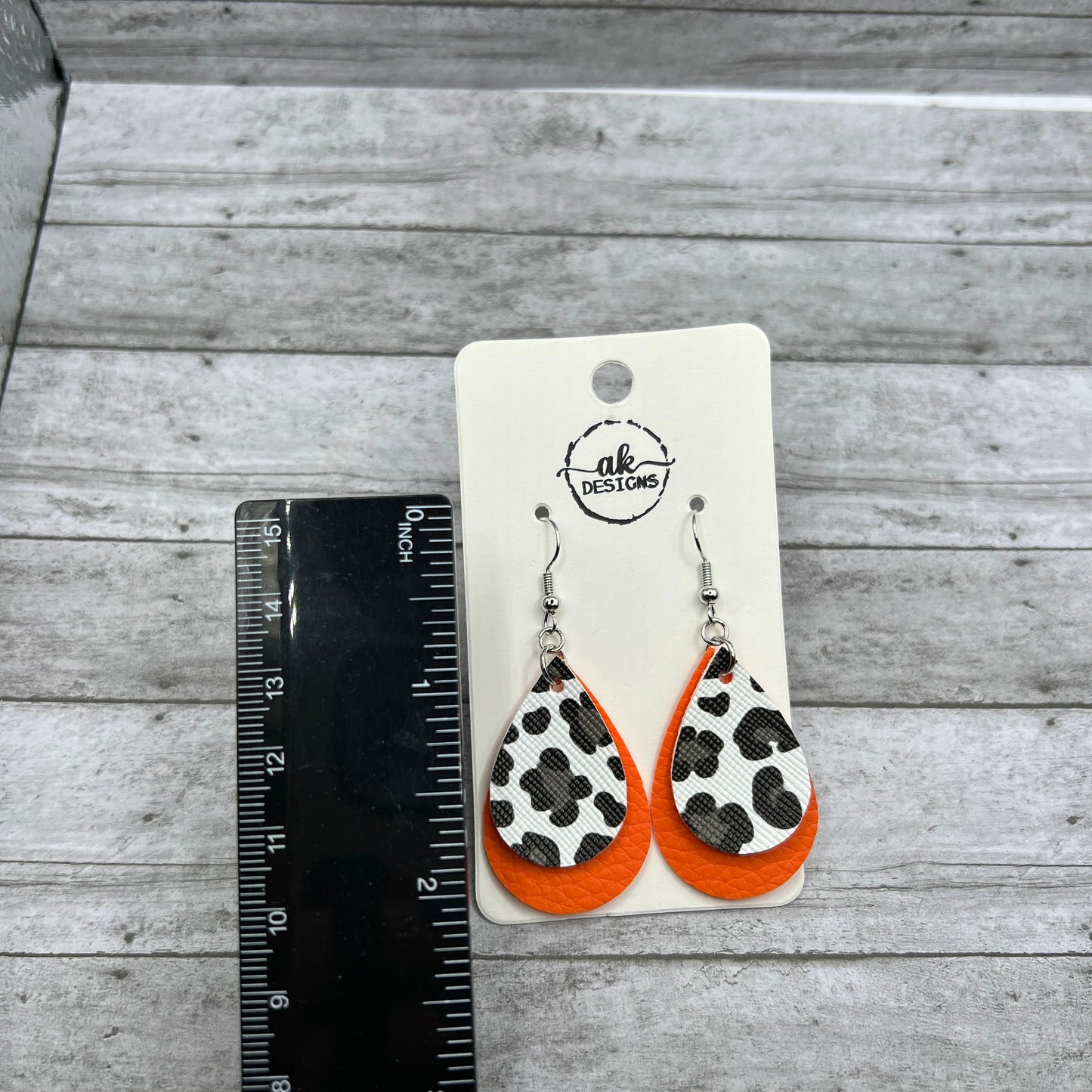 Layered Cheetah Animal Print Faux Leather Earrings