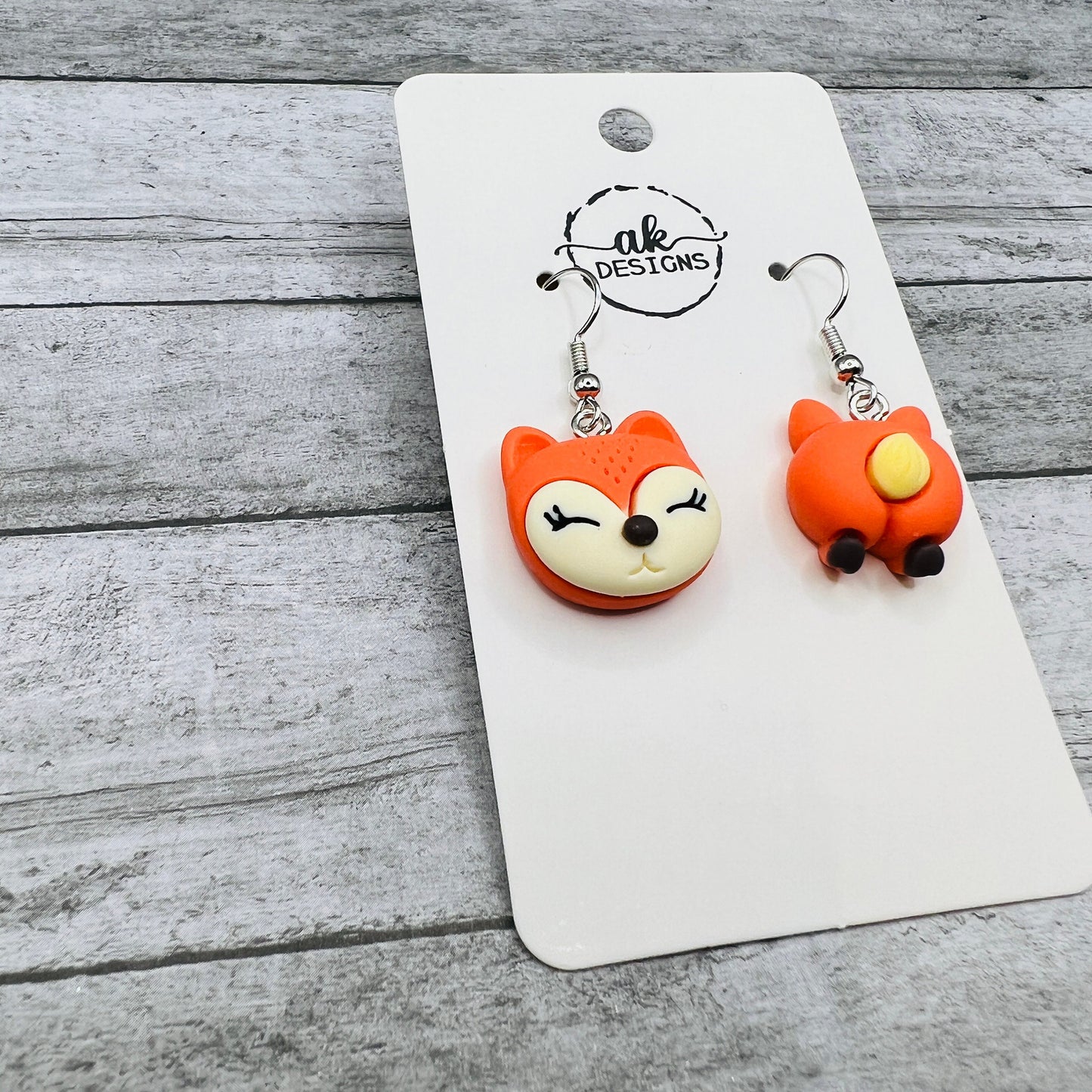 Hypoallergenic Kawaii Fox Mismatched Face and Butt  Earrings - Clearance
