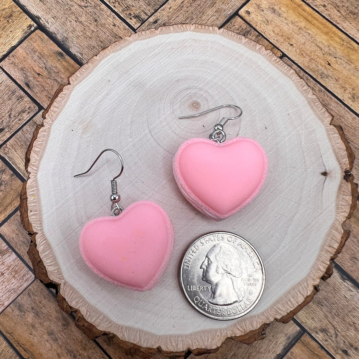Large Heart Shaped Macaron Resin Cartoon Kawaii Style Cookie Earrings - Clearance