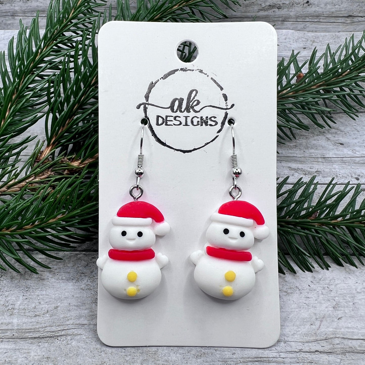 Snowman Santa Hat Scarf Dancing Kawaii Resin Hypoallergenic  Christmas Winter Earrings - Clearance