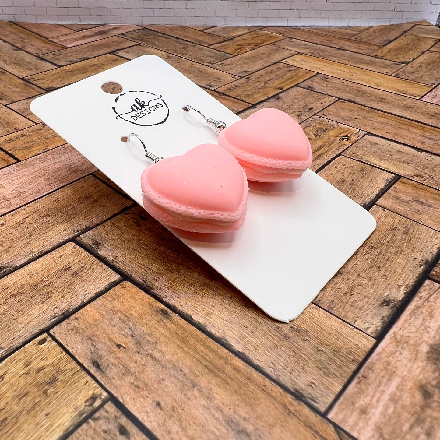 Large Heart Shaped Macaron Resin Cartoon Kawaii Style Cookie Earrings - Clearance
