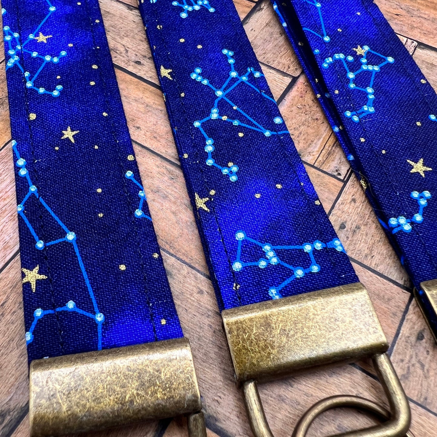 Handmade    Celestial Print  , Space, Stars 6" Fabric Key Fob Keyfob Keychain Wristlet Keys
