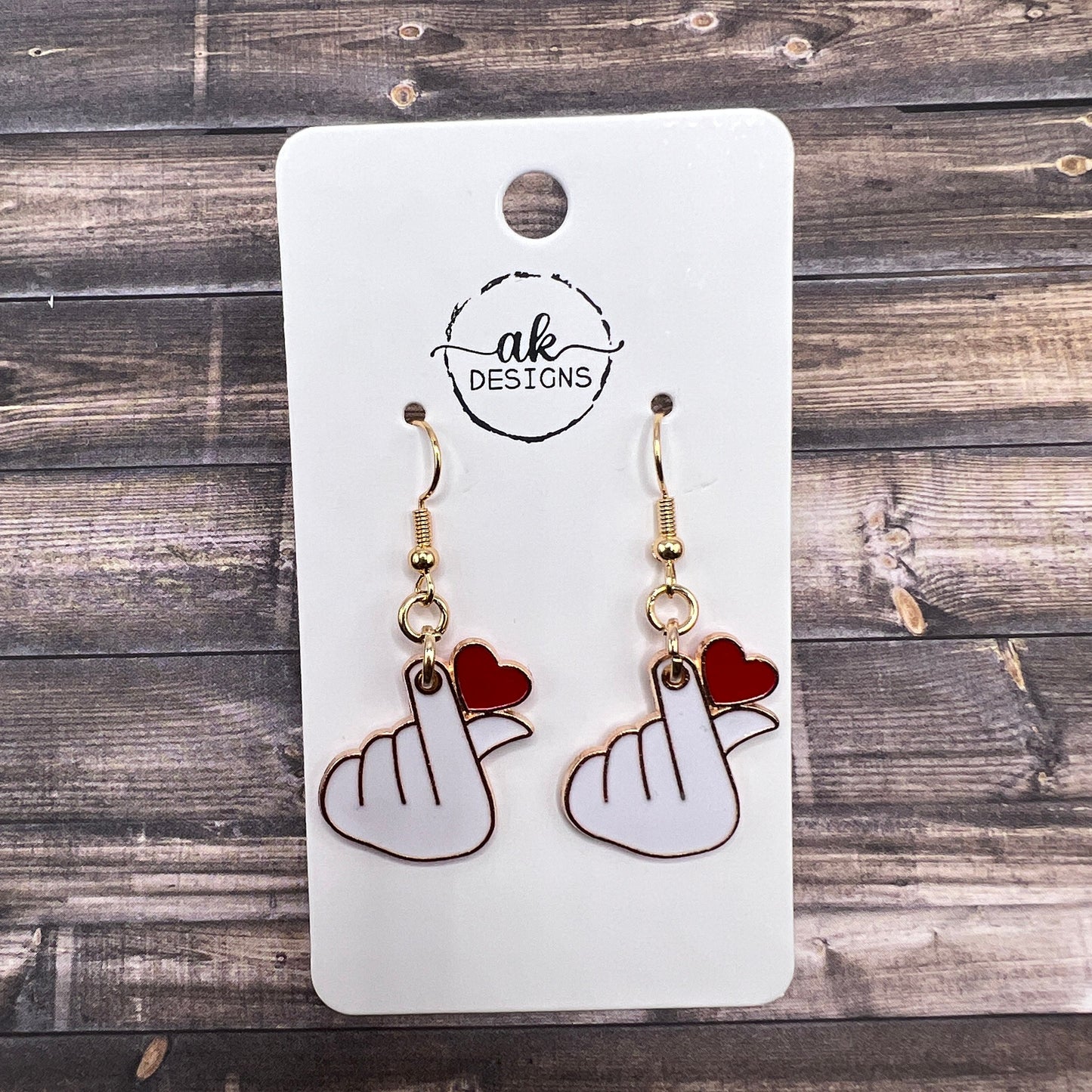 K Pop Finger Heart Valentine Earrings, Hypoallergenic, Valentine's Gift