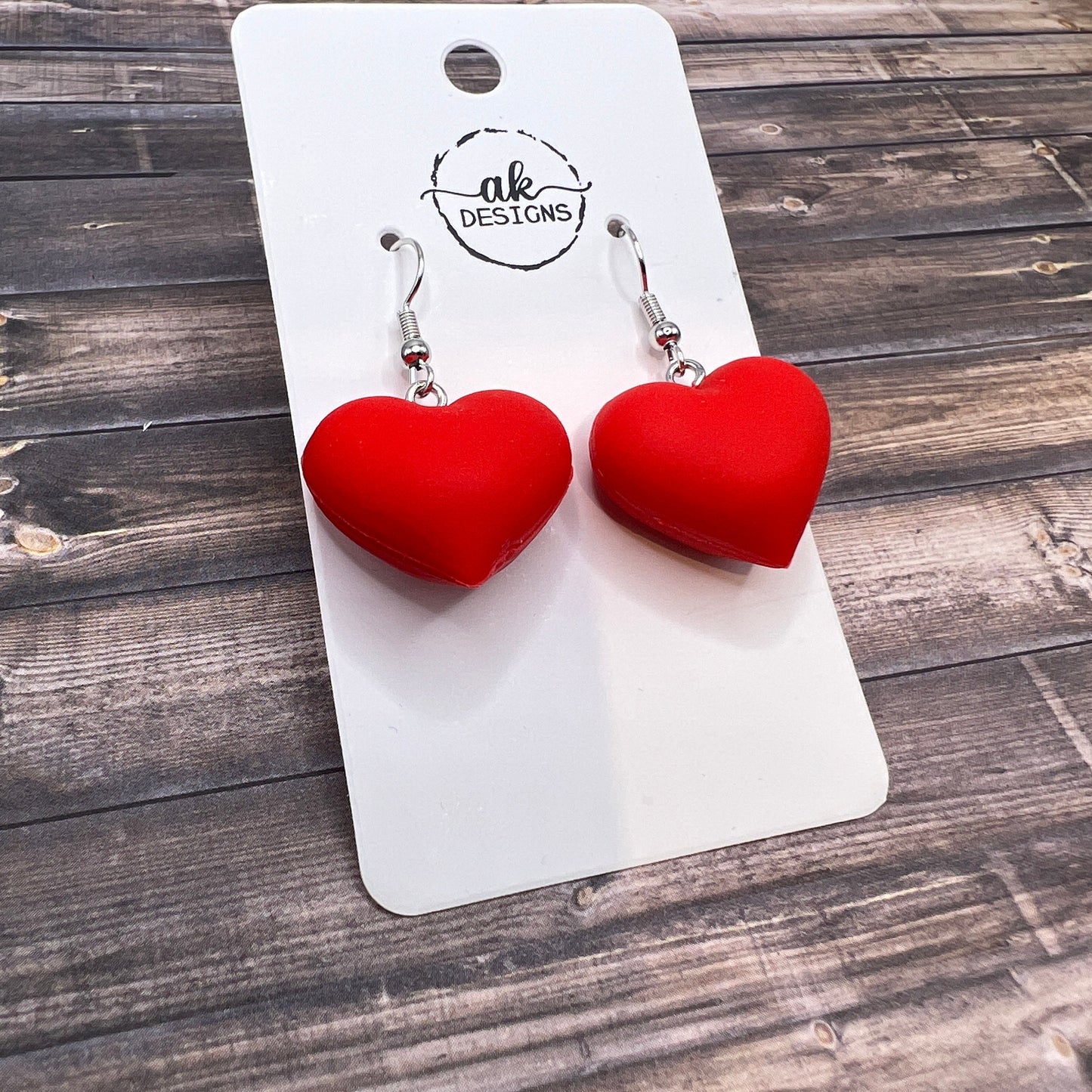 Bold Red Puffy Heart Valentine Earrings
