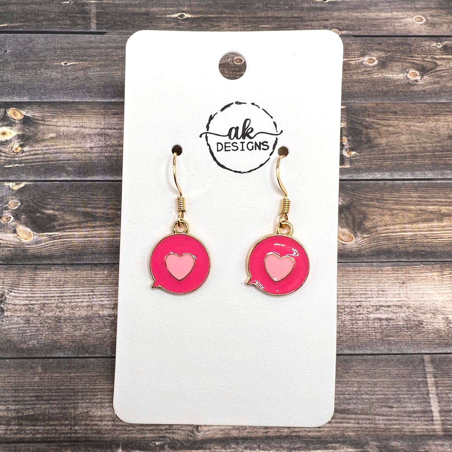 Heart Thought Bubble Red and Pink Petite/Dainty Painted Enamel Valentine Earrings, Hypoallergenic, Valentine's Gift