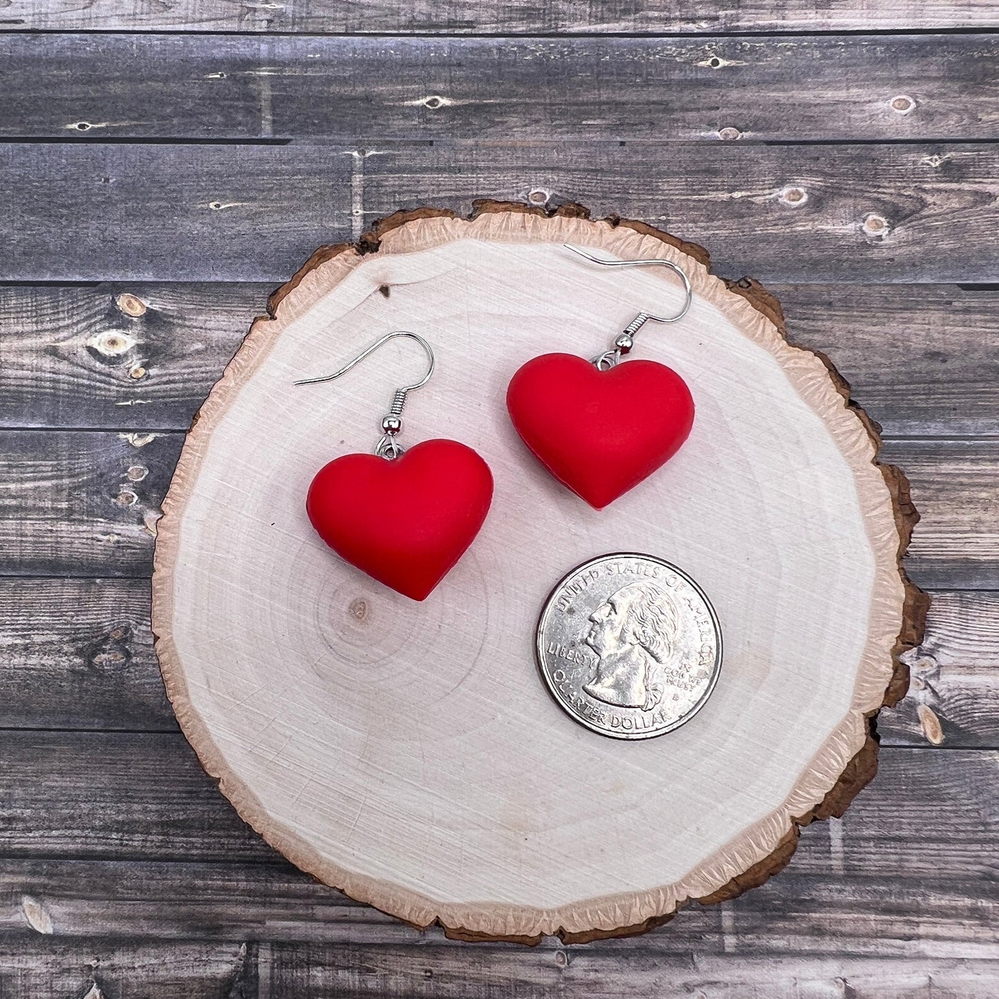 Bold Red Puffy Heart Valentine Earrings