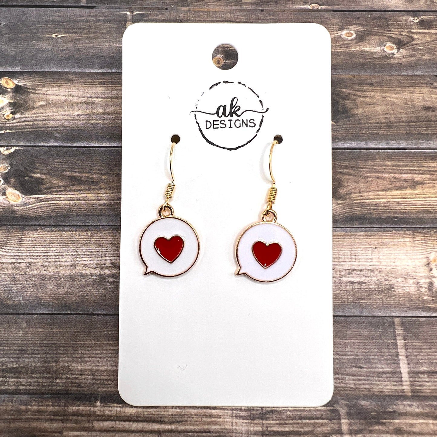 Heart Thought Bubble Red and Pink Petite/Dainty Painted Enamel Valentine Earrings, Hypoallergenic, Valentine's Gift