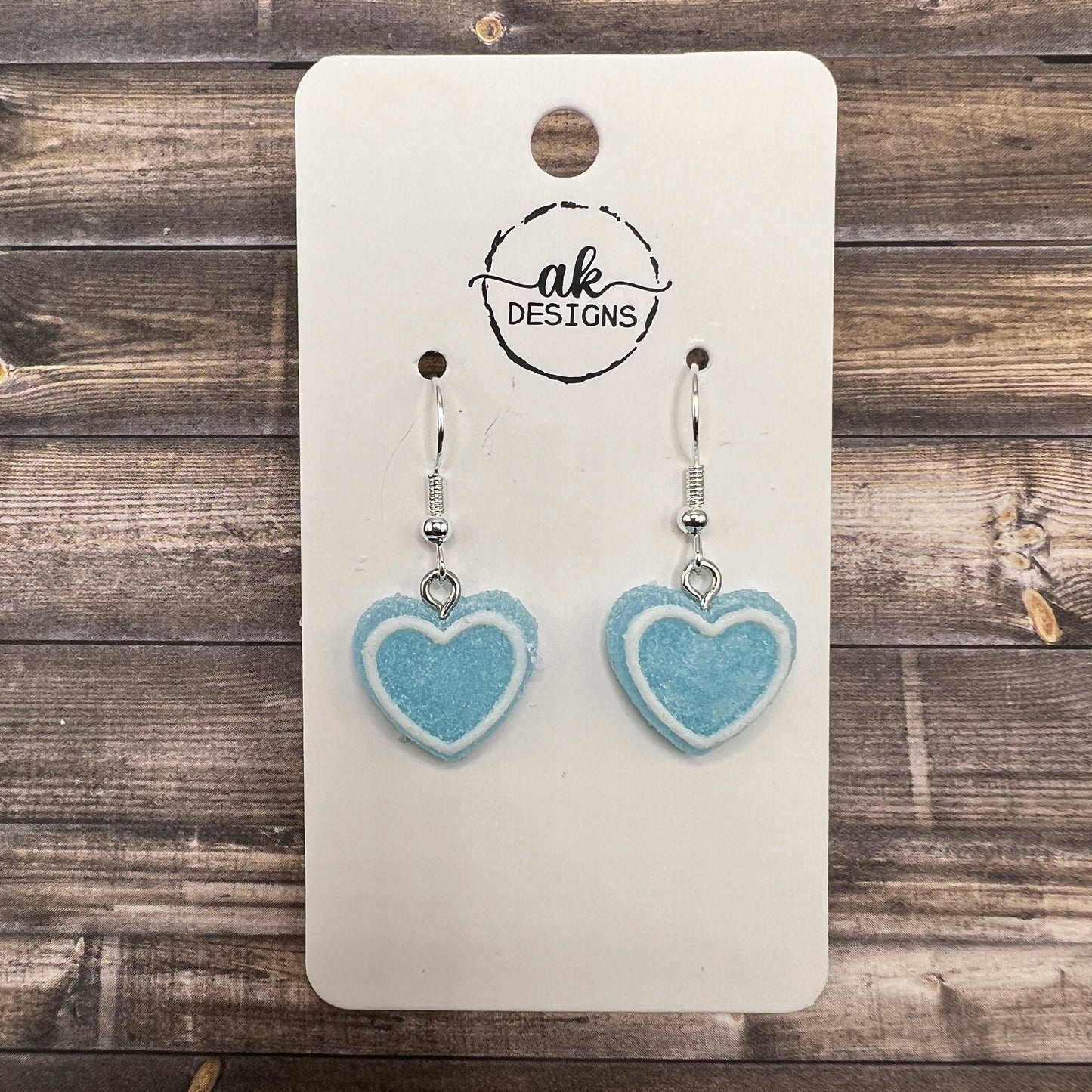 Sugared Candy Heart Petite  Earrings, Hypoallergenic Valentine's Day Love Choice of Color