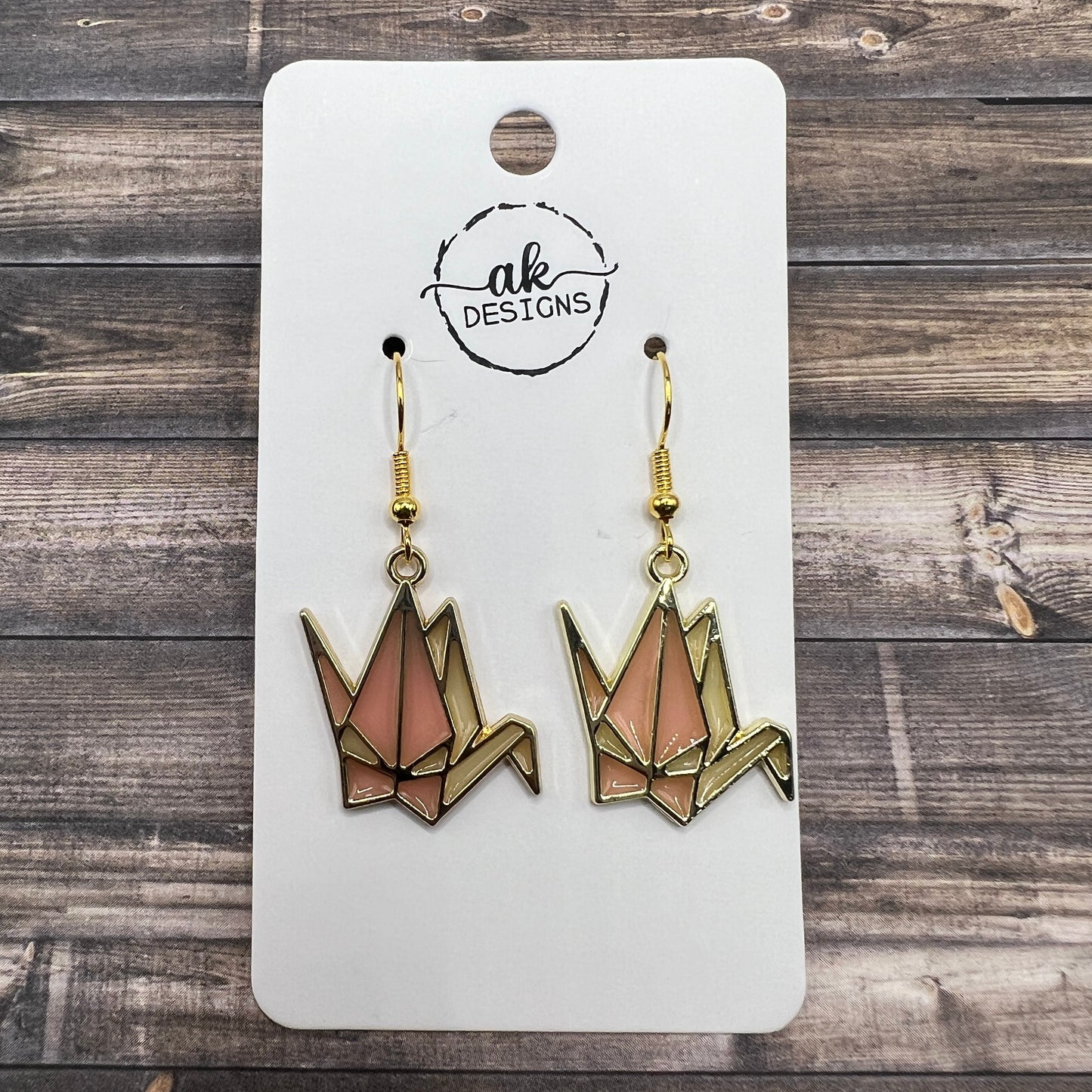 Origami Folded Paper Stained Glass Style Swan Bird Hypoallergenic  Earrings - Animal