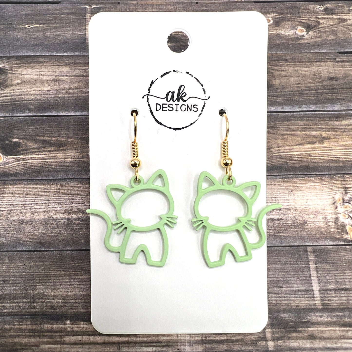 Kitty Cat  Earrings - Lightweight Hypoallergenic Various Colors  Hardware Options