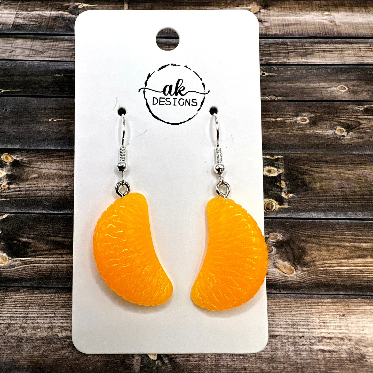 Orange Mandarin Tangerine Slice Citrus Fruit Food  Earrings, Hypoallergenic Realistic