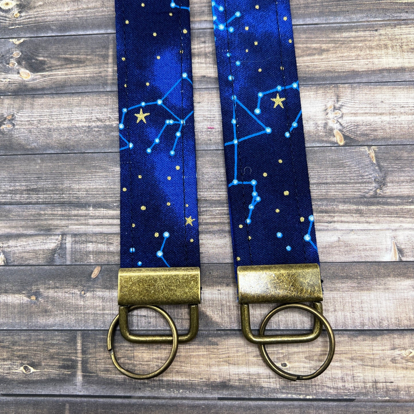 Handmade    Celestial Print  , Space, Stars 6" Fabric Key Fob Keyfob Keychain Wristlet Keys