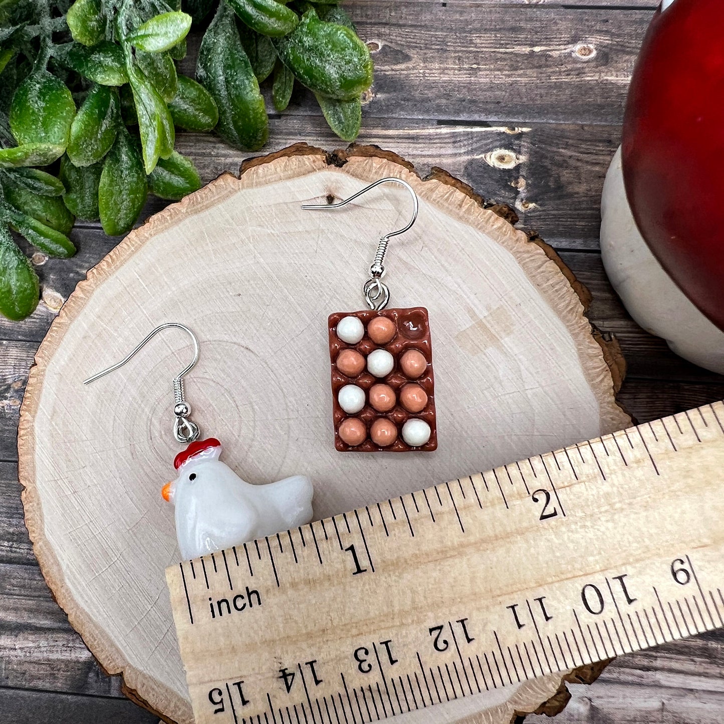 Mismatched Chicken and Egg Quirky Animal Earrings