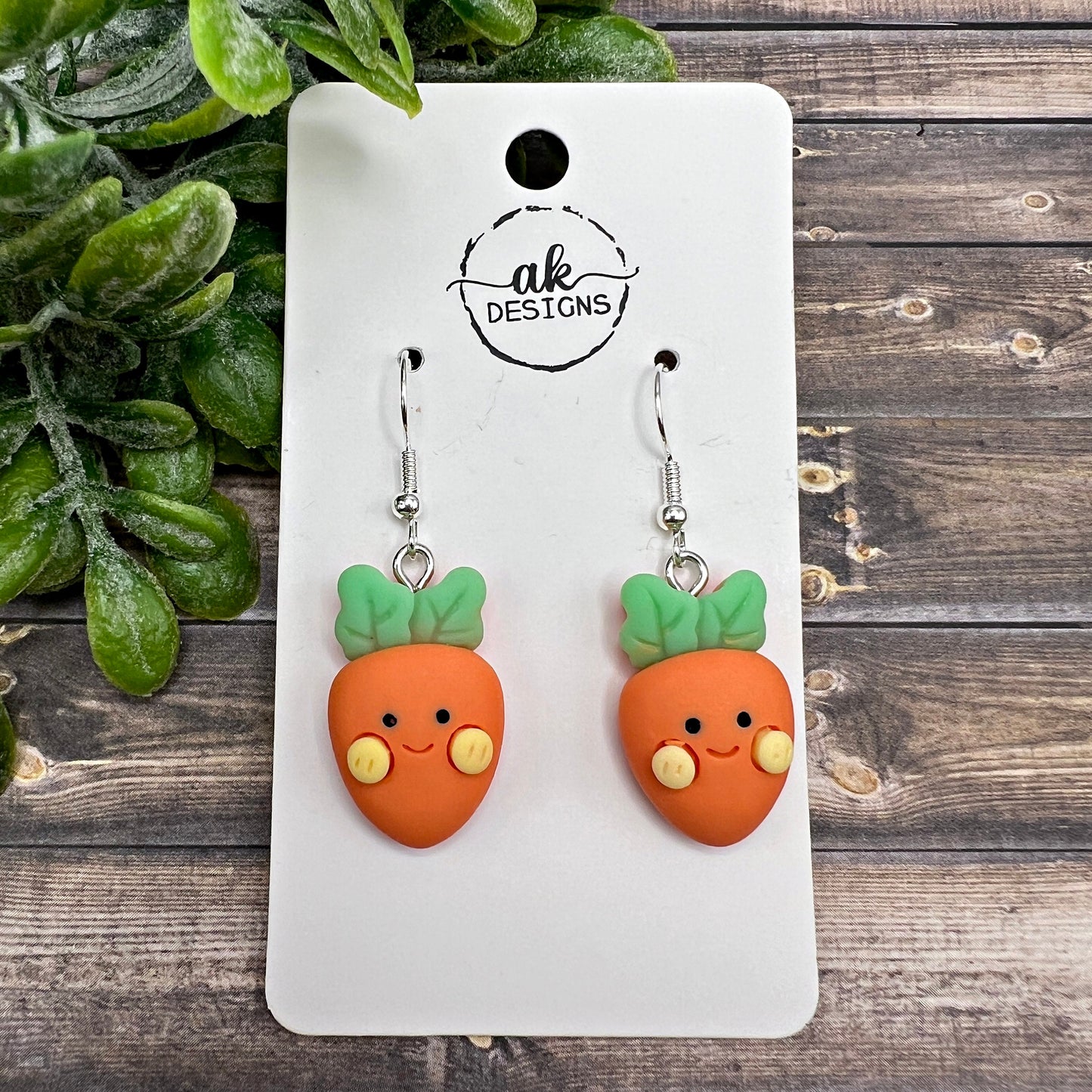 Kawaii Carrot or Artichoke Cartoon Cute Food Theme Vegetable  Earrings, Hypoallergenic Gift - Clearance