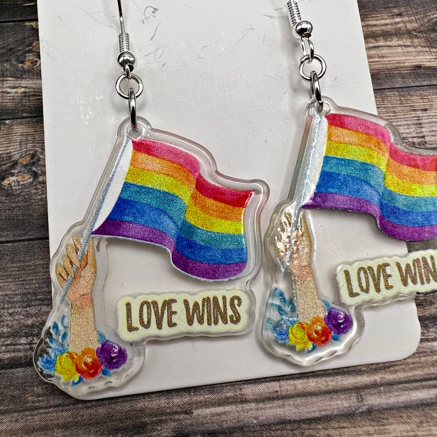 Love Wins Pride Month Watercolor Floral Rainbow Acrylic LGBTQ+ Lightweight  Earrings, Hypoallergenic Gift - Clearance
