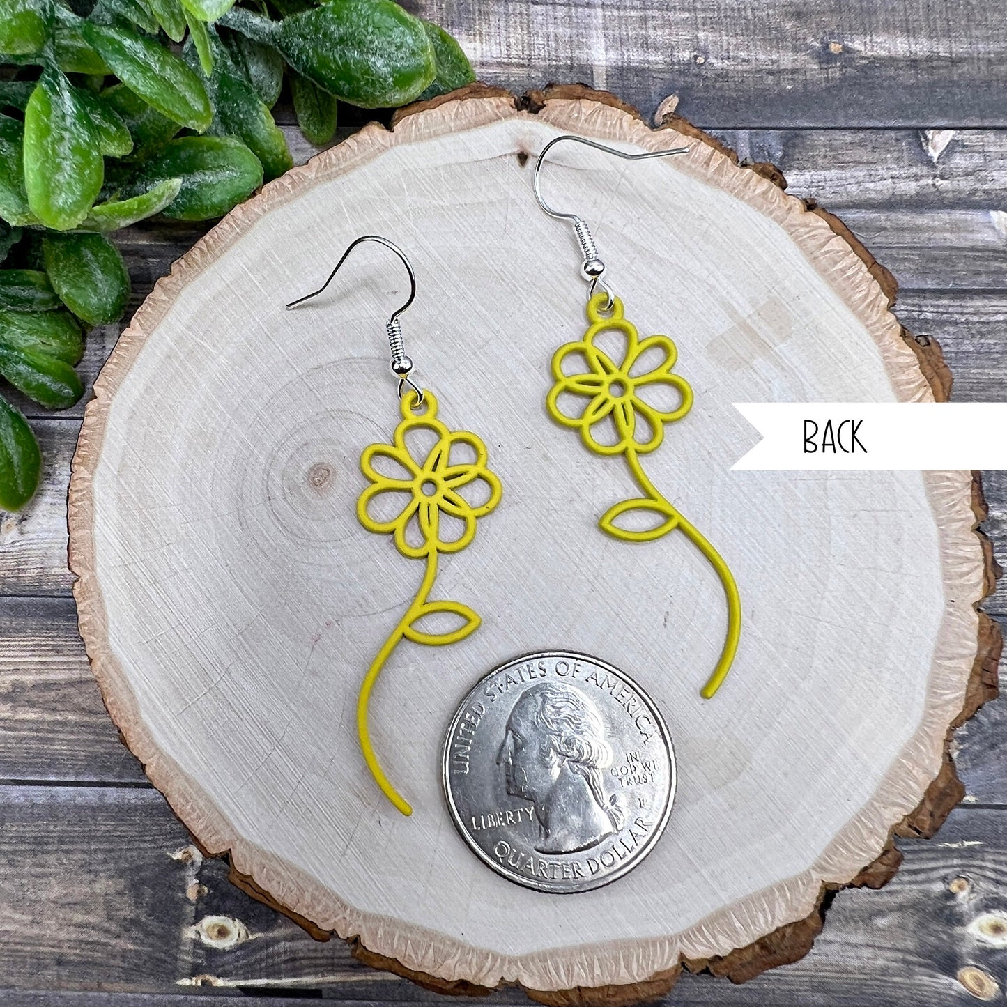 Spring Flower Painted Alloy Lightweight Floral Plant Earrings, Hypoallergenic Gift
