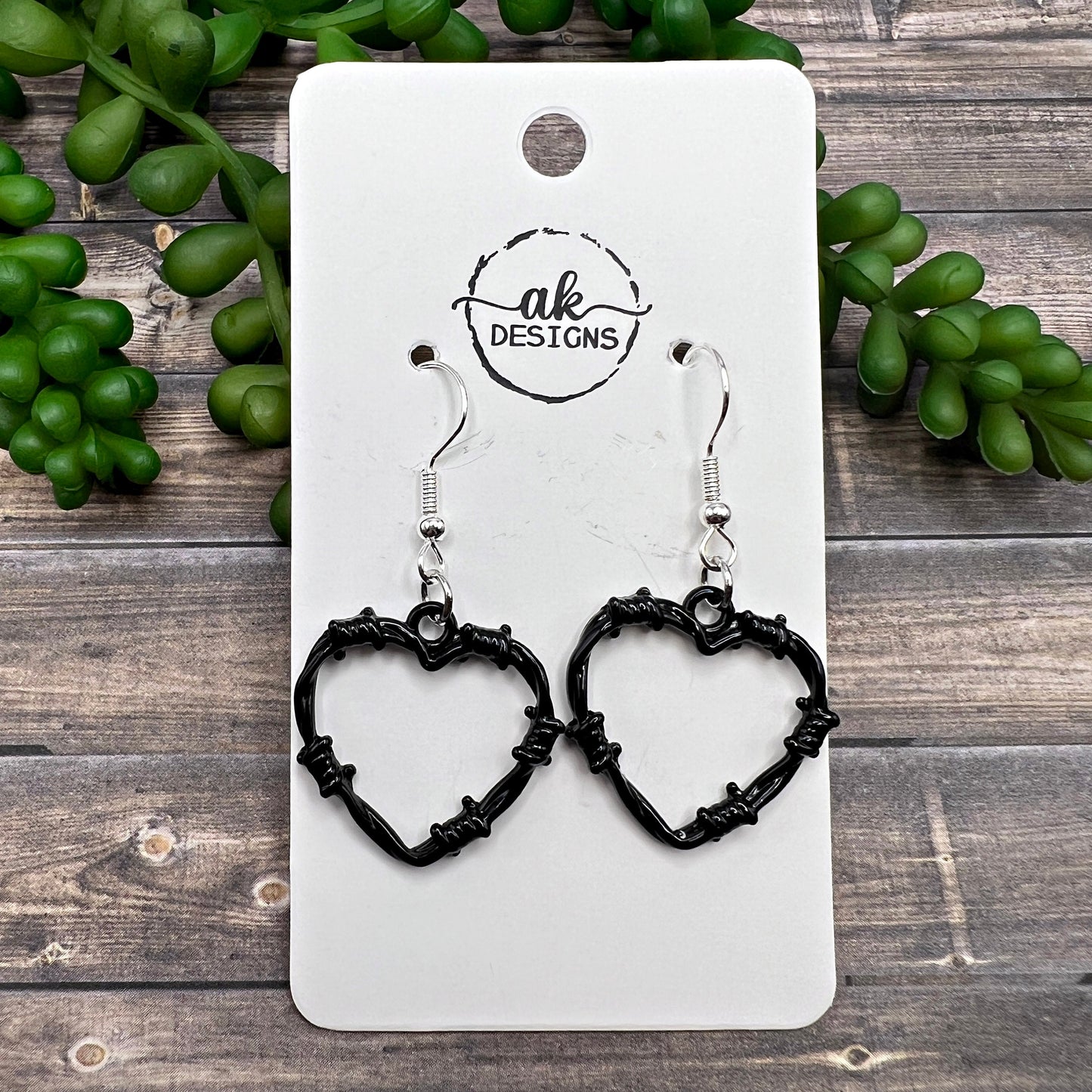 Painted Barbed Wire Heart Earrings