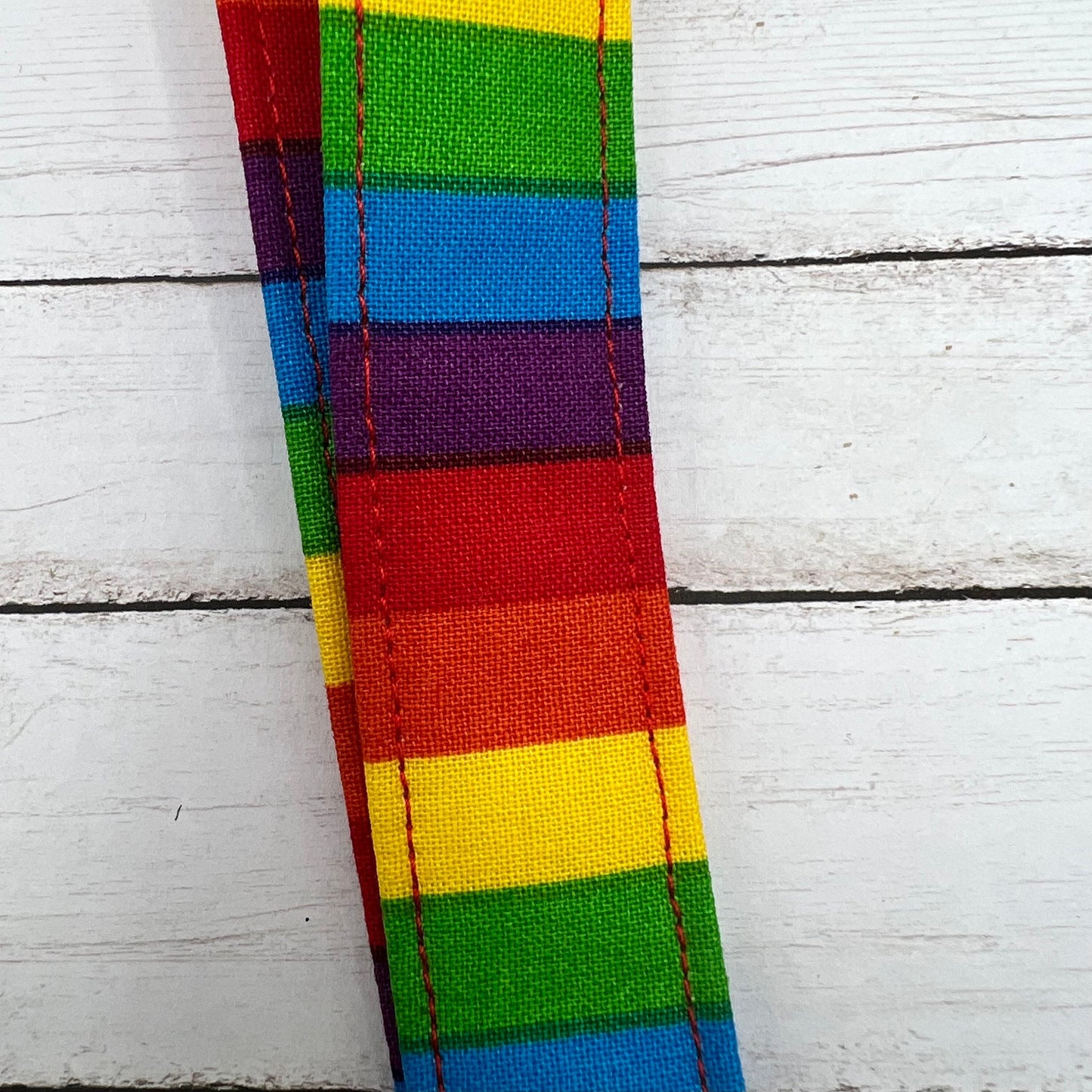 Handmade Rainbow Stripe 6" Fabric Key Fob Keyfob Keychain Wristlet Keys, Pride Month LGBTQ+