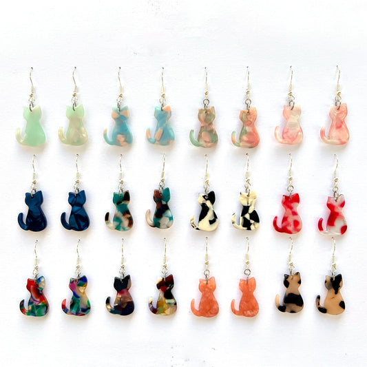 Acrylic / Acetate Cat Dangle Earrings