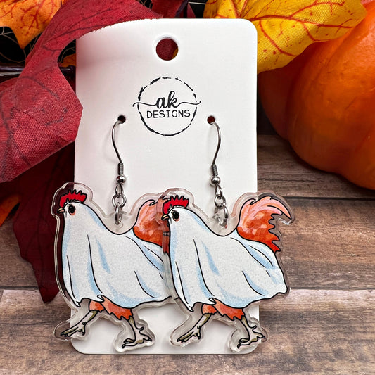 Ghost Chicken Costume Halloween Spooky, Hypoallergenic  Earrings