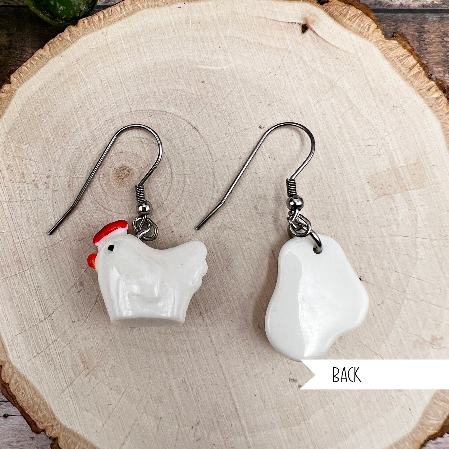 Mismatched Chicken and Egg Quirky Animal Earrings