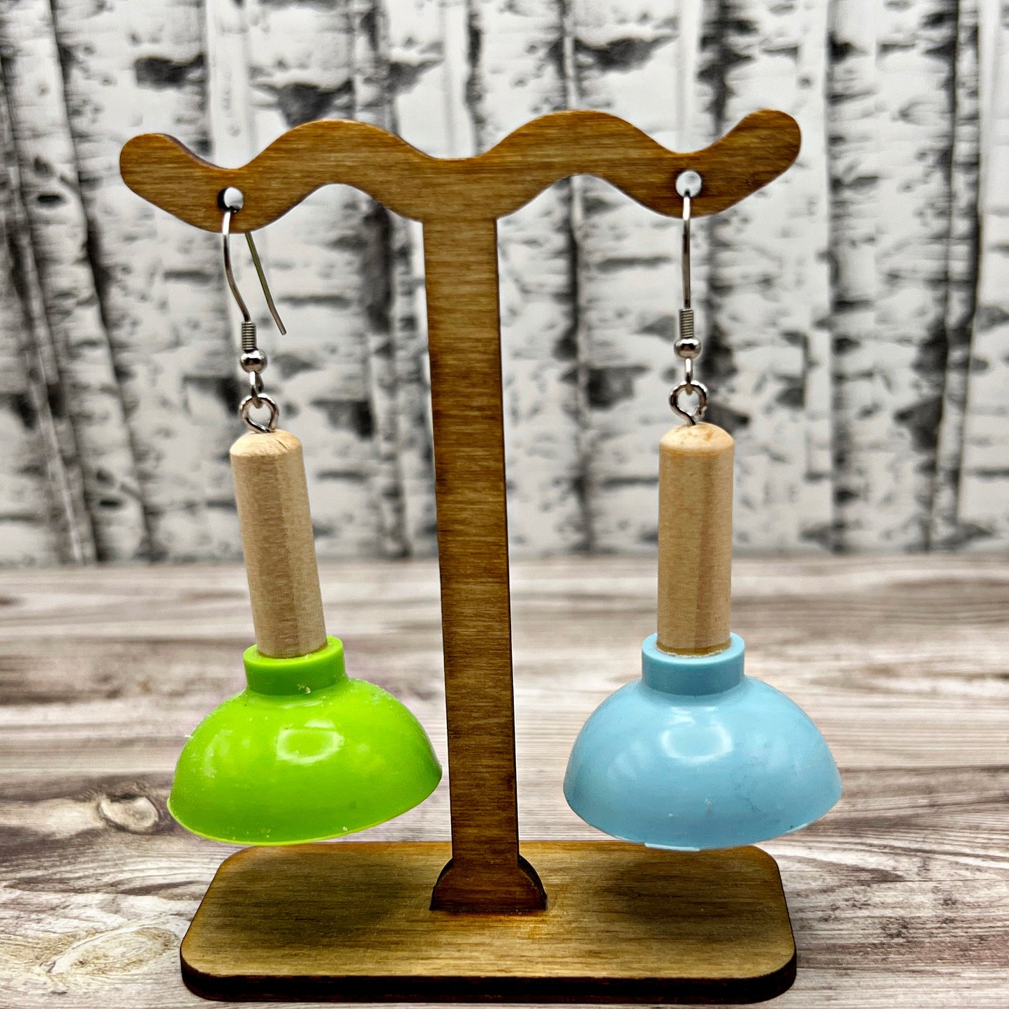 Quirky Toilet Plunger Gag Gift Stainless Steel  Earrings, Hypoallergenic Gift