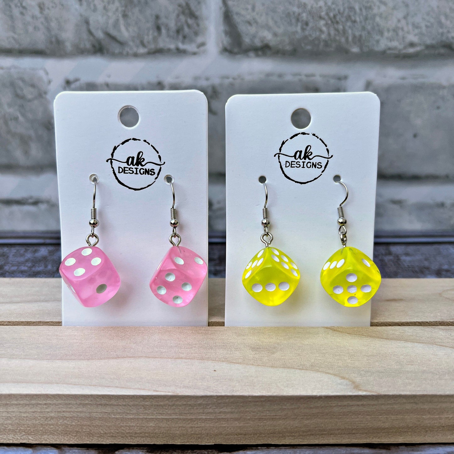 Dangle Six Sided Dice Earrings D6 Choose Color Lucky Craps Vegas, Hypoallergenic Gift Idea